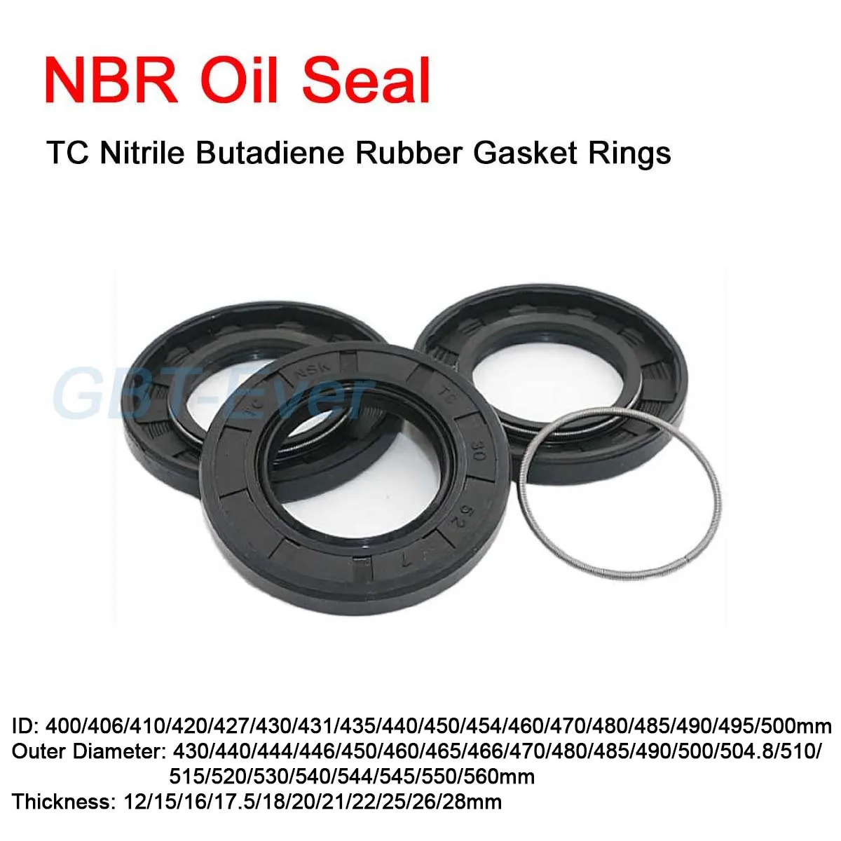 

NBR Framework Oil Seal ID 400/406/410/420/427/430/431~500mm TC Nitrile Butadiene Rubber Gasket Ring Cover Double Lip with Spring