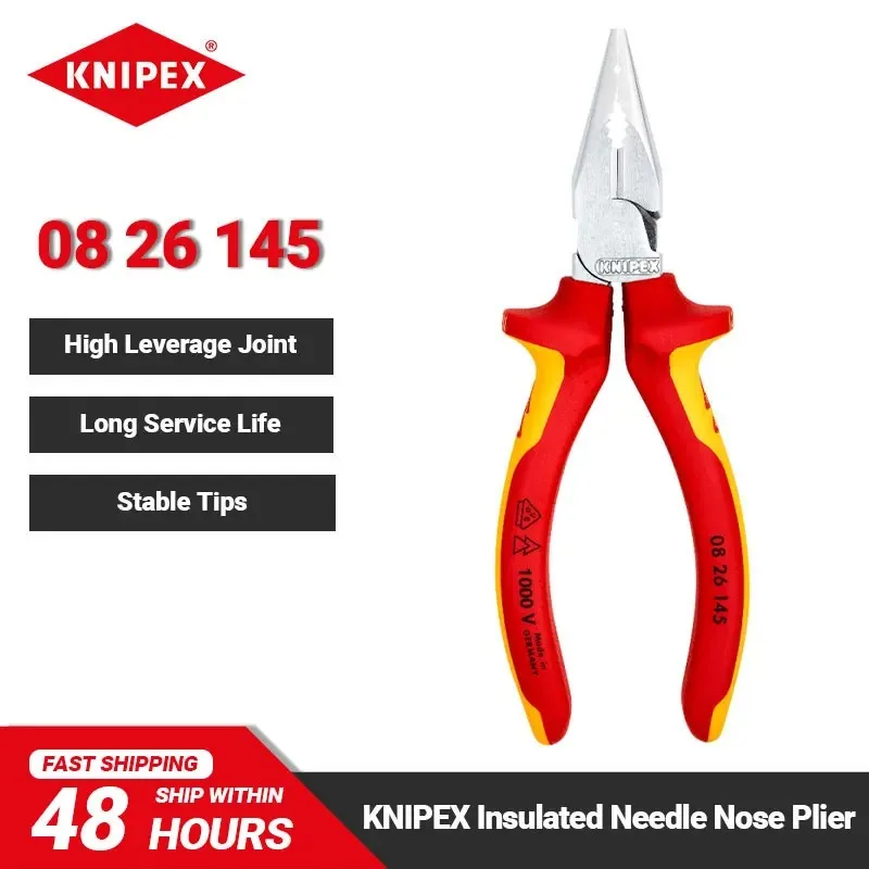 

KNIPEX 08 26 145 Needle-Nose Combination Pliers with High Leverage Joint 61 HRC Easy Cutting Hand Tools Long Service Life