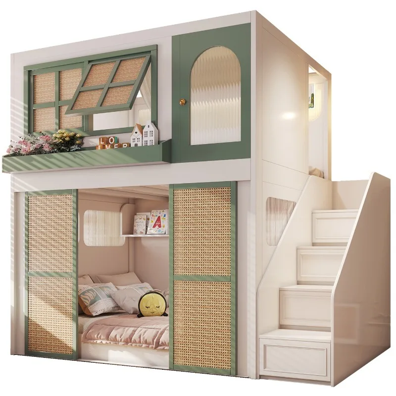 Bunk beds, double high and low beds, divided duplex second floor bed
