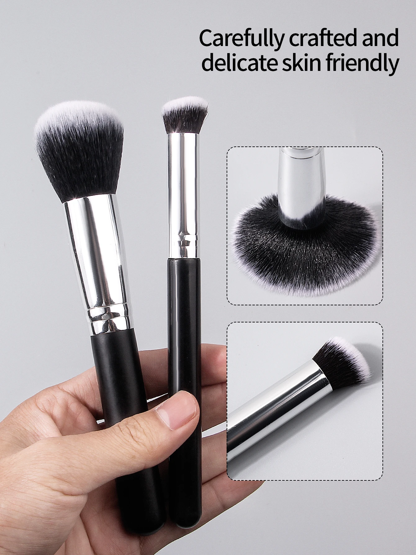 3PCS 소프트 플랫 헤드 컨투어 브러쉬, 컨실러 브러쉬, 루즈 브러쉬, 다기능 페이셜 메이크업 브러쉬, 휴대용 메이크업 도구