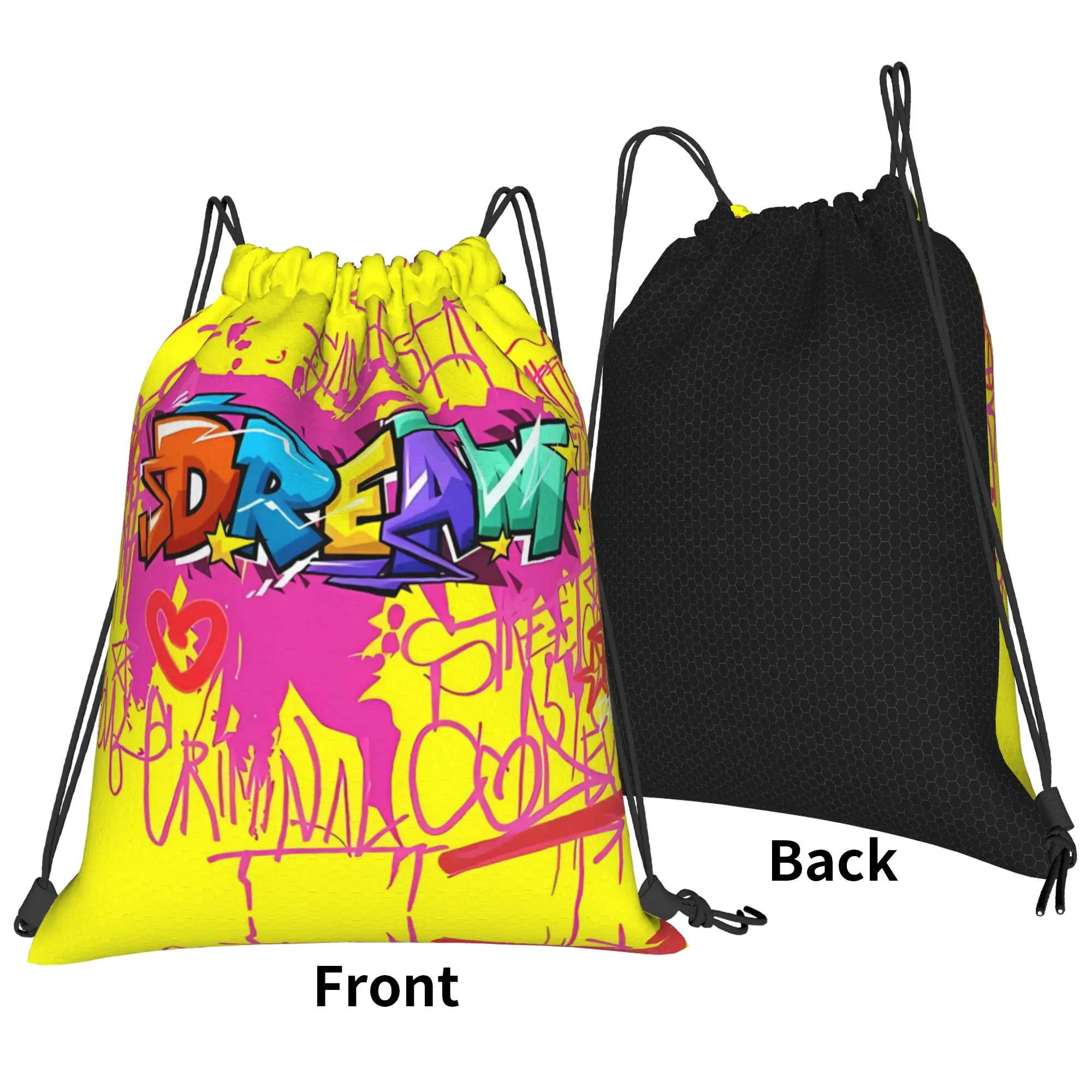 Y2K Dream Style  90S Street Graffiti Portable Hiking Riding Gym Drawstring cool gift Storage Backpacks