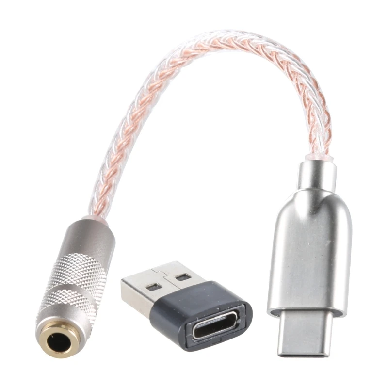 USB C to 3.5mm Sound Adapter Type C to Headphone Dongle 32bit 384KHz DAC Cable Cord with CX31993 MAX97220 Chip