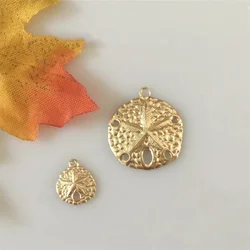 14K Gold Filled Small Sand Dollar Charms for Nautical Sea Ocean Beach Bracelet Necklace