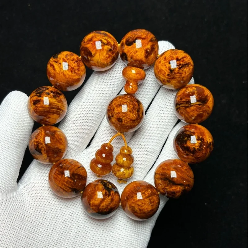 

Premium amber wood wooden , full of natural scars, translucent pine beads, 108- Buddhist , 20-bead bracelet,