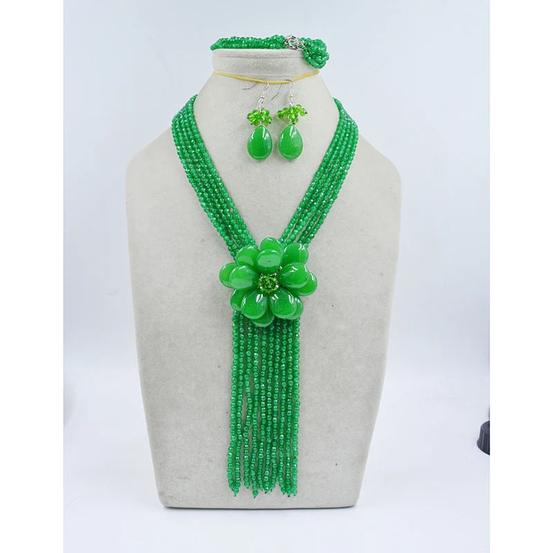 amazing style green crystal jewelry set for holiday!