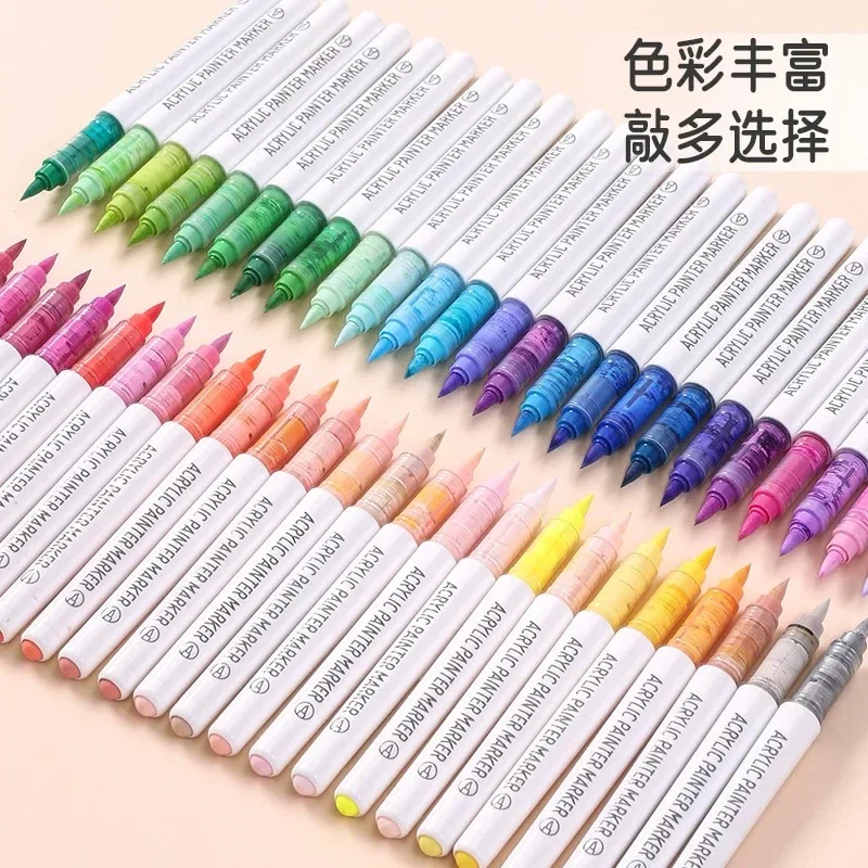 126/9 PCS Direct Liquid Acrylic Paint Pens Brush Color Marker Pen for Rock Painting Stone Christmas DIY Art Supplies Stationery