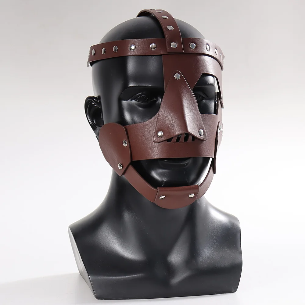 Medieval Warrior Gladiator Leather Mask Cosplay Roman Egyptian Myth Soldier Vintage Punk Helmet Halloween Party Costume Props