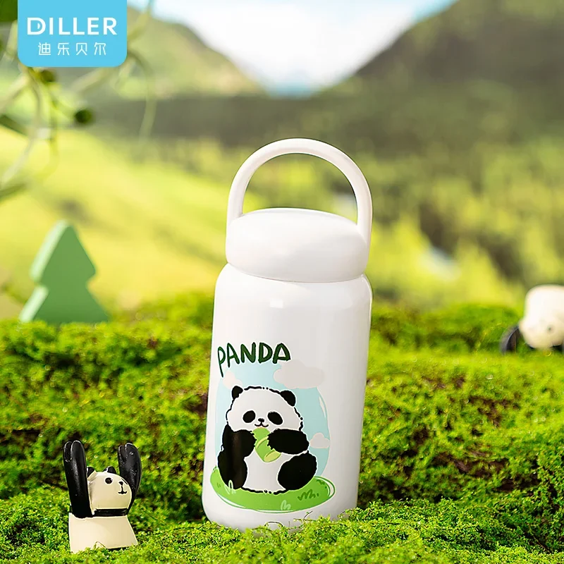 Cute Panda series souvenir with gift cup 316 stainless steel men's and women's portable handle thermos cup