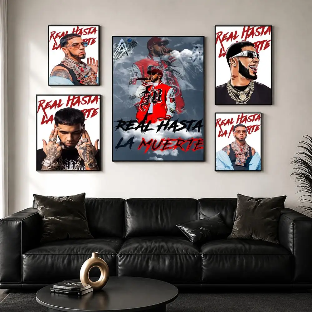 Hot Rapper A-Anuel AA Painting Calligraphy Wall Art Canvas Poster Premium Home Decor Print for Living Room Bedroom