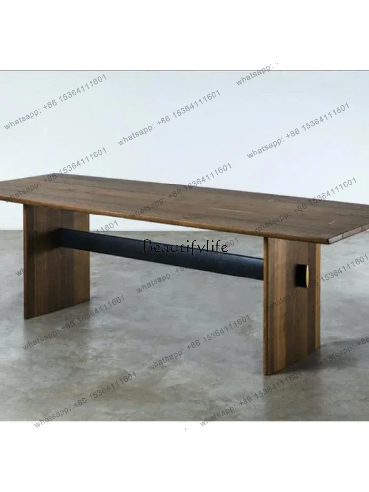 

Solid Wood Dining Table Modern Minimalist Oak Light Luxury Industrial Style Retro Table