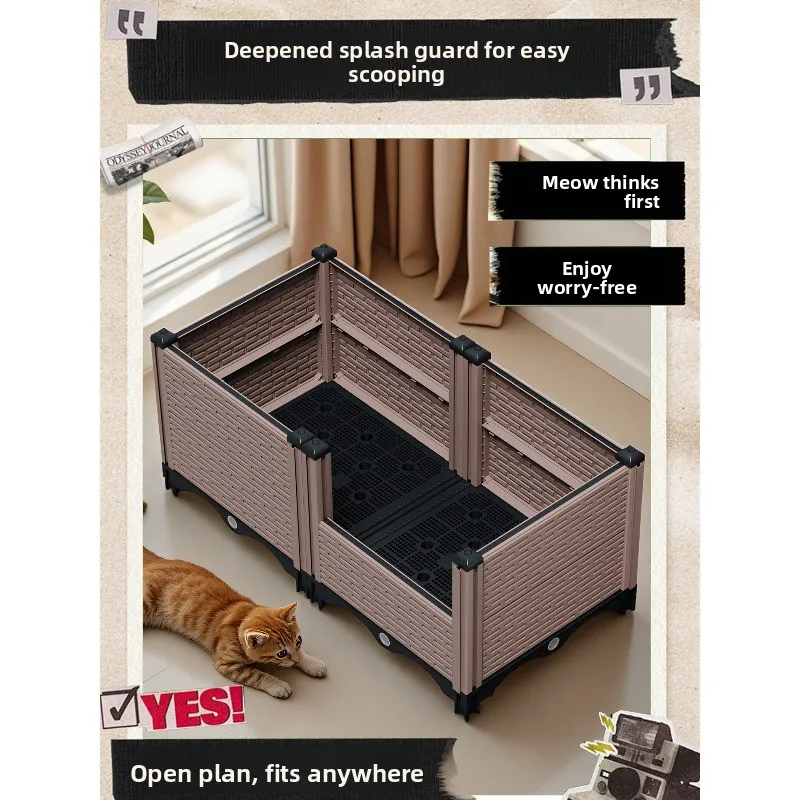 

Extra Large Cat Litter Box High Sided Open Top Jumbo Anti Splash Kitty Toilet Pan