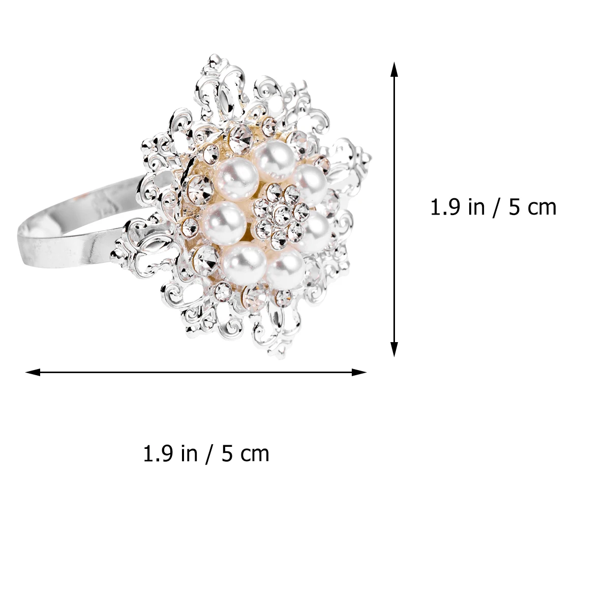 

10 Pcs Napkin Rings Silver Acrylic Zinc Alloy 5x5cm Banquet Dinner Wedding Decorations Shaped Rhinestones Table