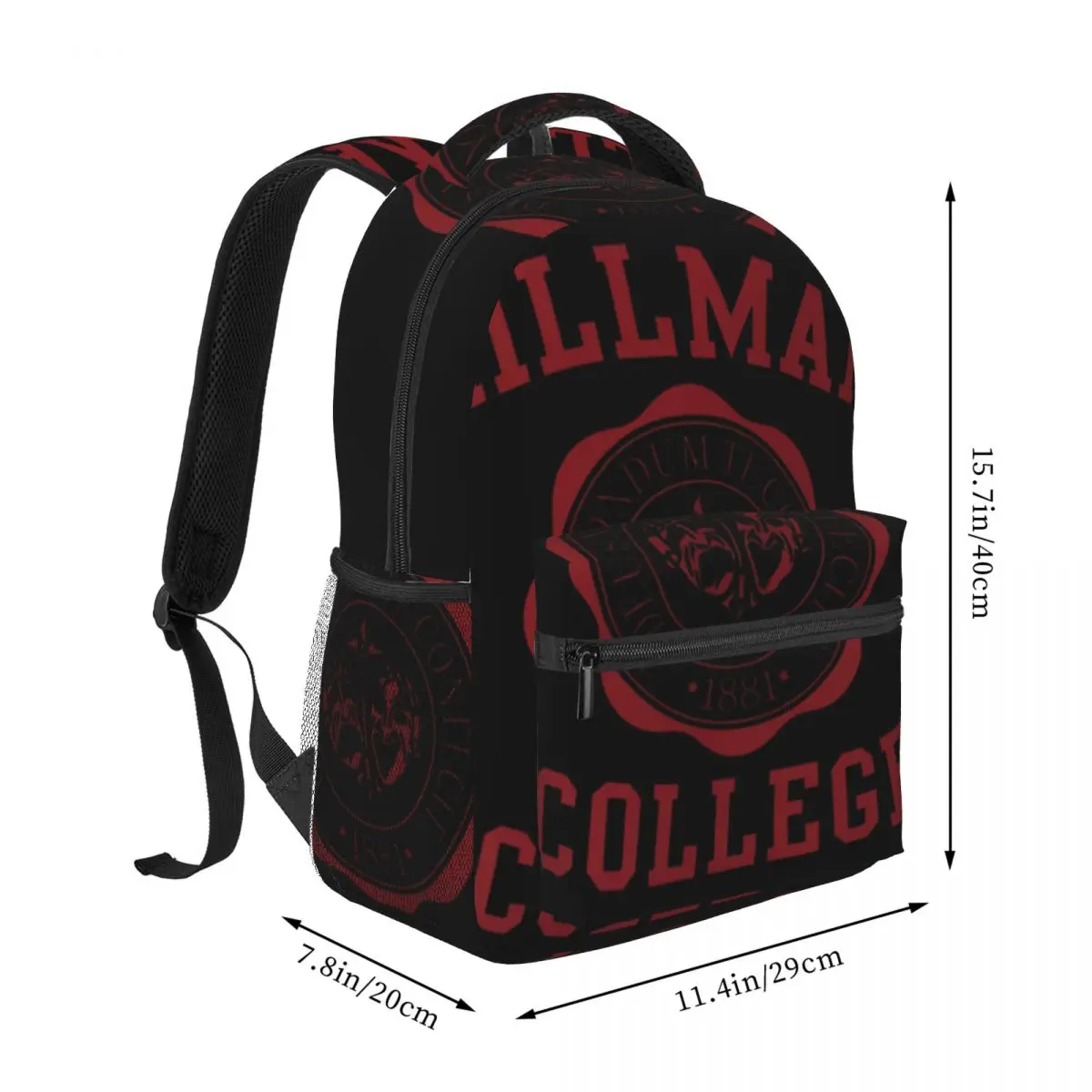 Personalized Logo Backpack Badge College Crest Vintage College Crest Maroon White Custom Bookbag for School Work Daily Gift Boys
