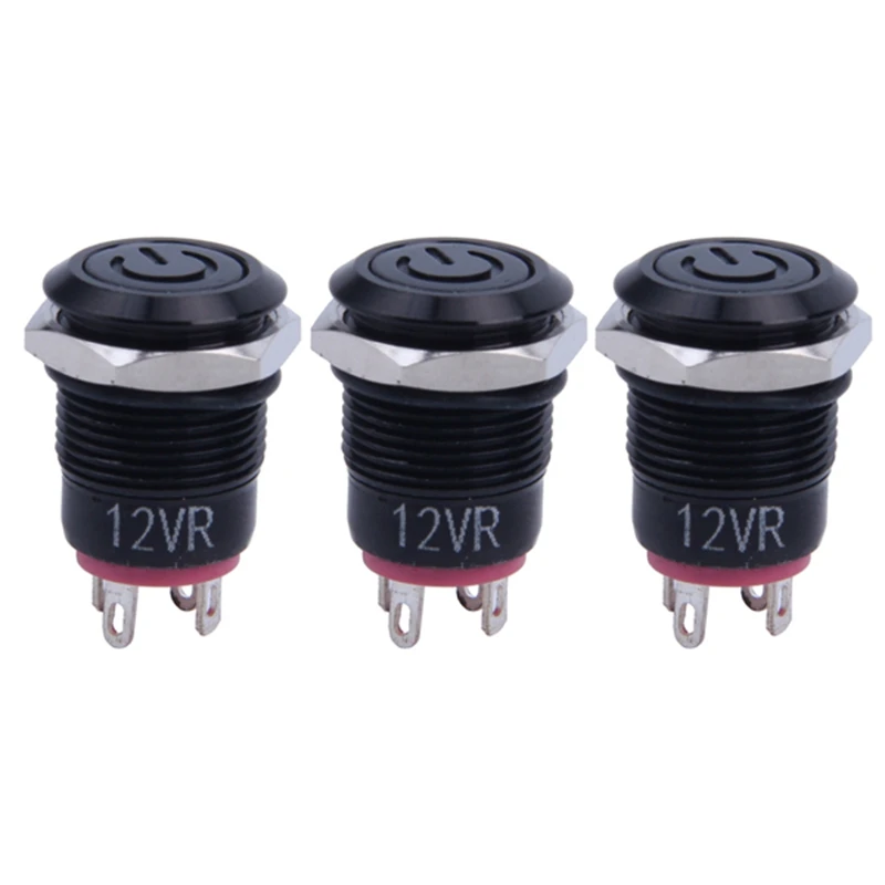 2X 12V 2A 9.5Mm LED Metal Cap Power Momentary Push Button Switch Car DIY Modified, Red