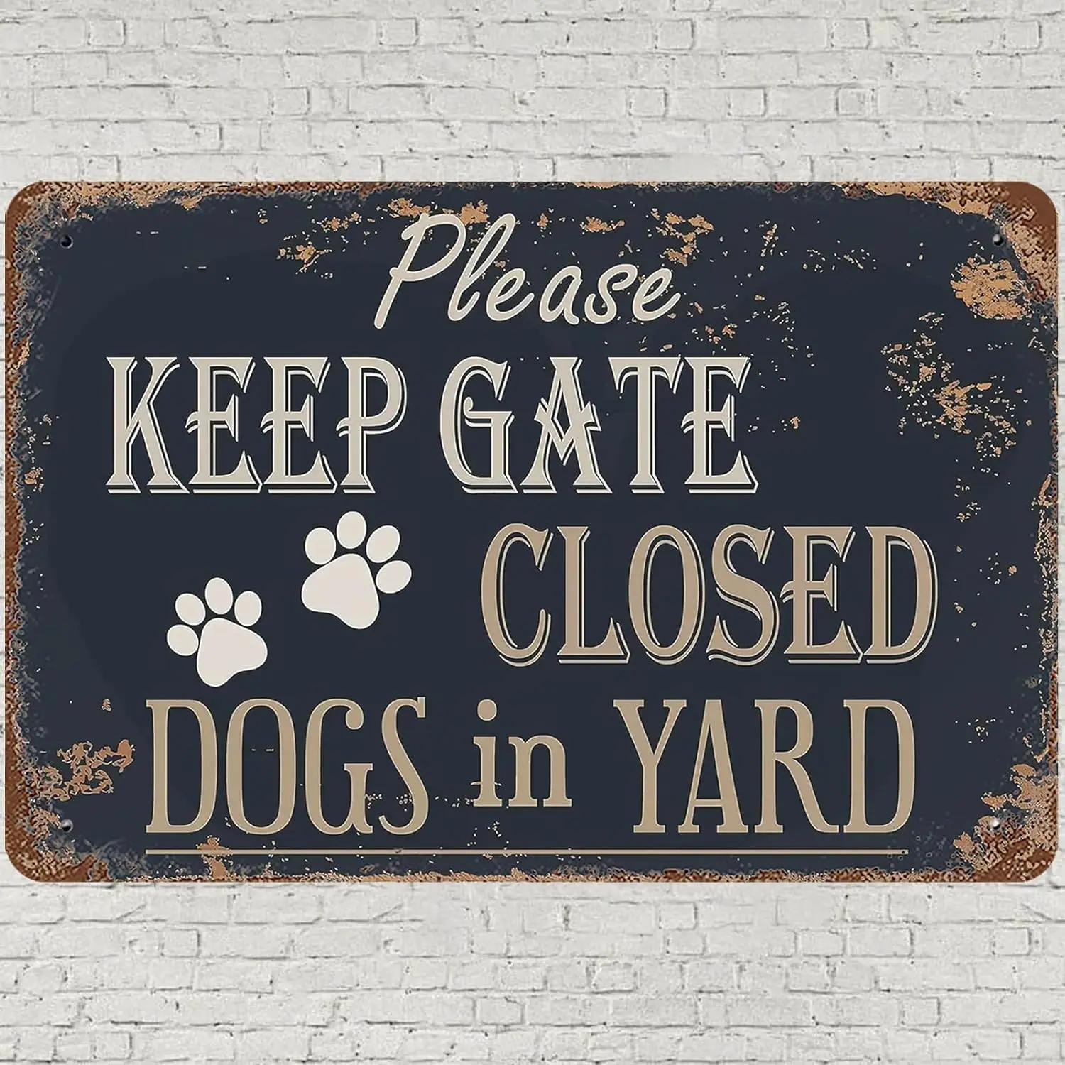 Vintage Metal Tin Sign 8x12, Please Keep Gate Closed Wall Art Decor, Dogs In Yard Vintage Poster for Home Living Room Bedro sign