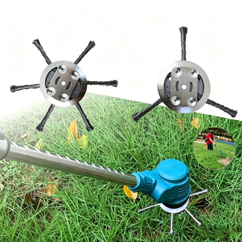 Weed Brush Head Steel Wire Wheel Grass Trimmer Head Removal Moss Rust Lawn Mower Grass Brush Disc Weed Brush Trimmer Heads