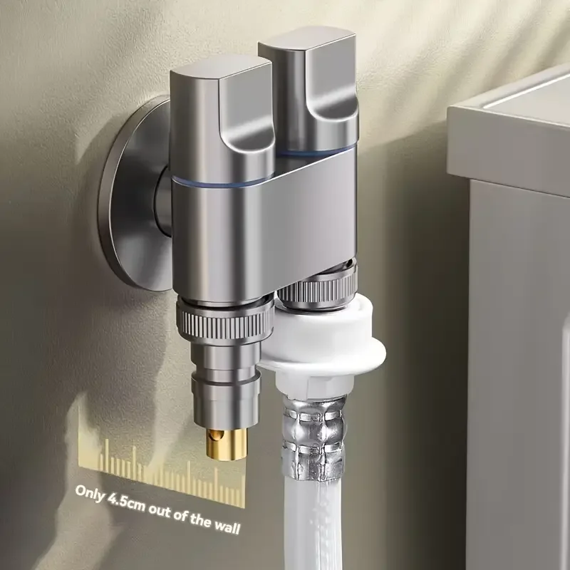 Robinet à double sortie en acier inoxydable, conception de volant antidérapant, chasse d'eau multifonction, tuyau de salle de bain 2,54 cm et 2 sorties