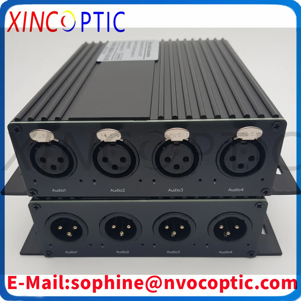 SC SM  20KM 4Channel Forward XLR Audio to Fiber Converter Balanced Audio Over Optical Extender TransceiverReceiver