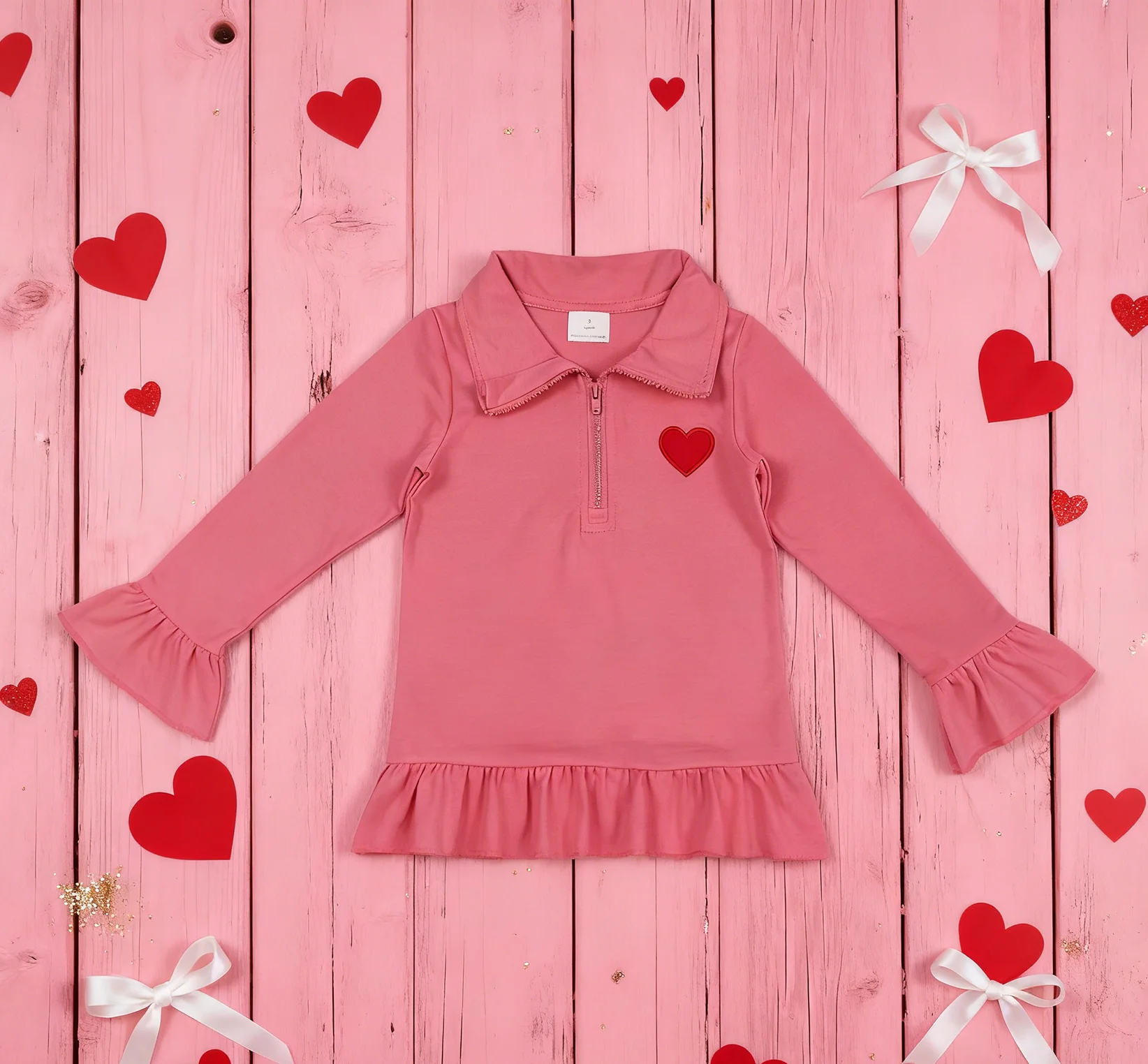 

Z1114-12 GT1271 Children Boutique Clothes Short Sleeve Top Kids Girls Valentine's Day Shirt