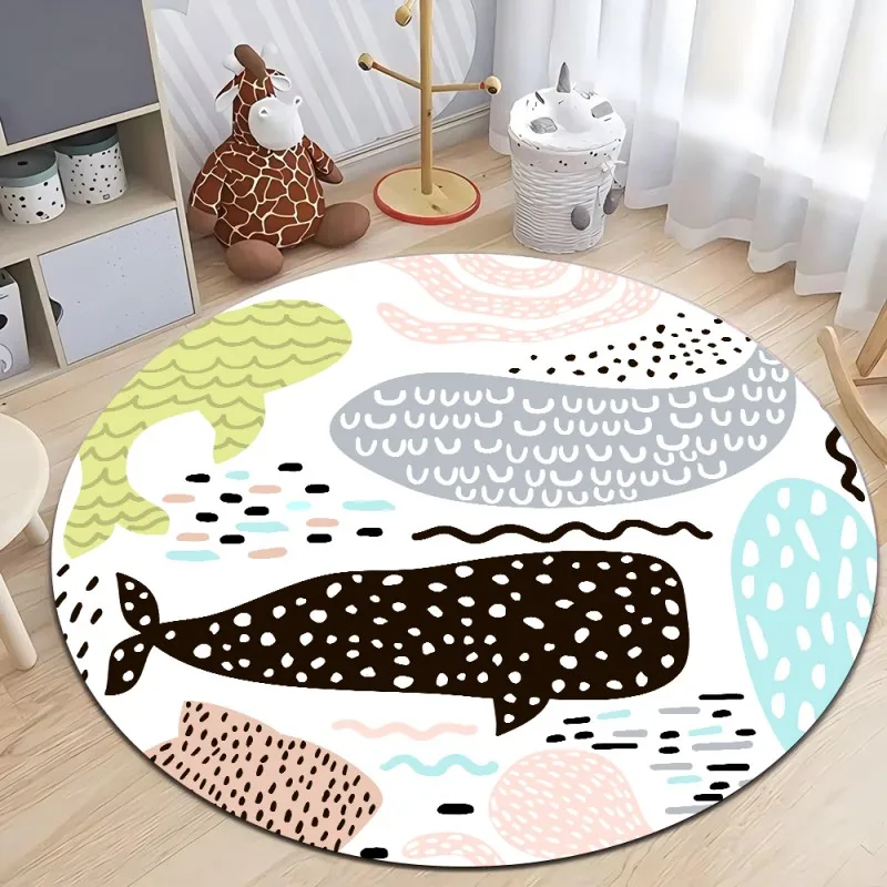 Schattig dinosaurus cartoon rond tapijt, zachte chenille antislip vloermat voor kinderkamer, woonkamer, kinderkamer, wasbaar tapijt