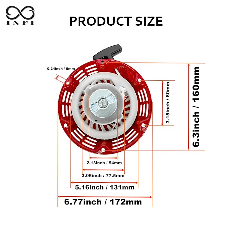 3pcs Pull Start Recoil Starter with Extra Rope, Compatible with Honda GX Series Engine, Predator, Coleman, Baja, OEM Replacement