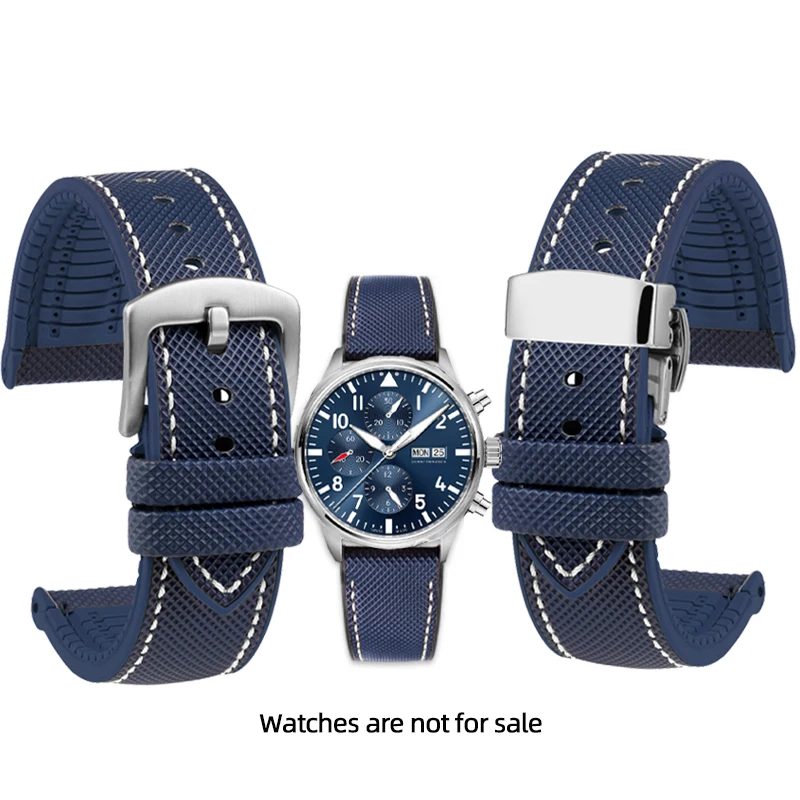 High-quality rubber strap for IWC Pilot Mark 18 Portuguese Tudor Breitling Nylon Rubber Bottom bracelet Watchband 20mm 21mm 22mm