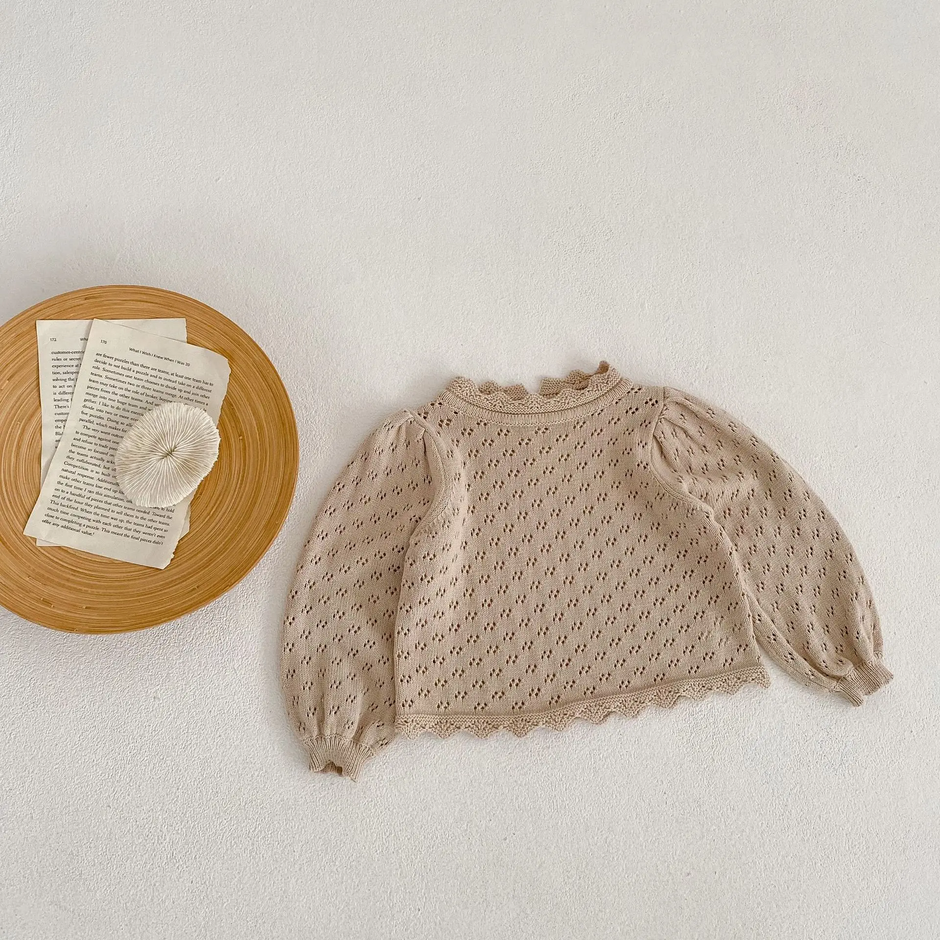Kleinkind Mädchen Pullover stricken Herbst Kinder Baby lose Pullover stricken Winter ausgehöhlt Baby Mädchen Kleidung rund Kinder Baby außen – Detail 1