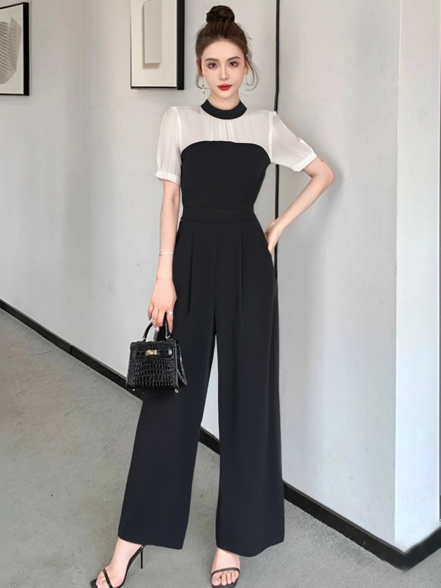 

Hebe Sle One-Piece Summer Faionable High Waist Wide Leg Pants D0524 Polyester Fiber Regular Thin Pure E-commerce