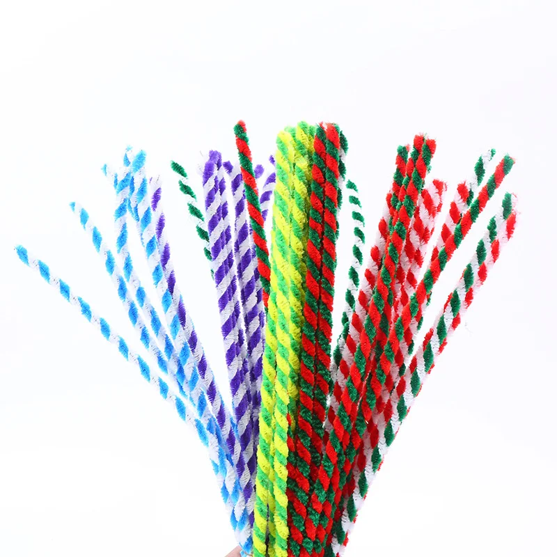 1000Pcs/Lot Mix Two-Color Chenille Stems Pipe 30cm Rush Tinsel Sticks For Kids Creative Hand Made Toys DIY Christmas Decorations