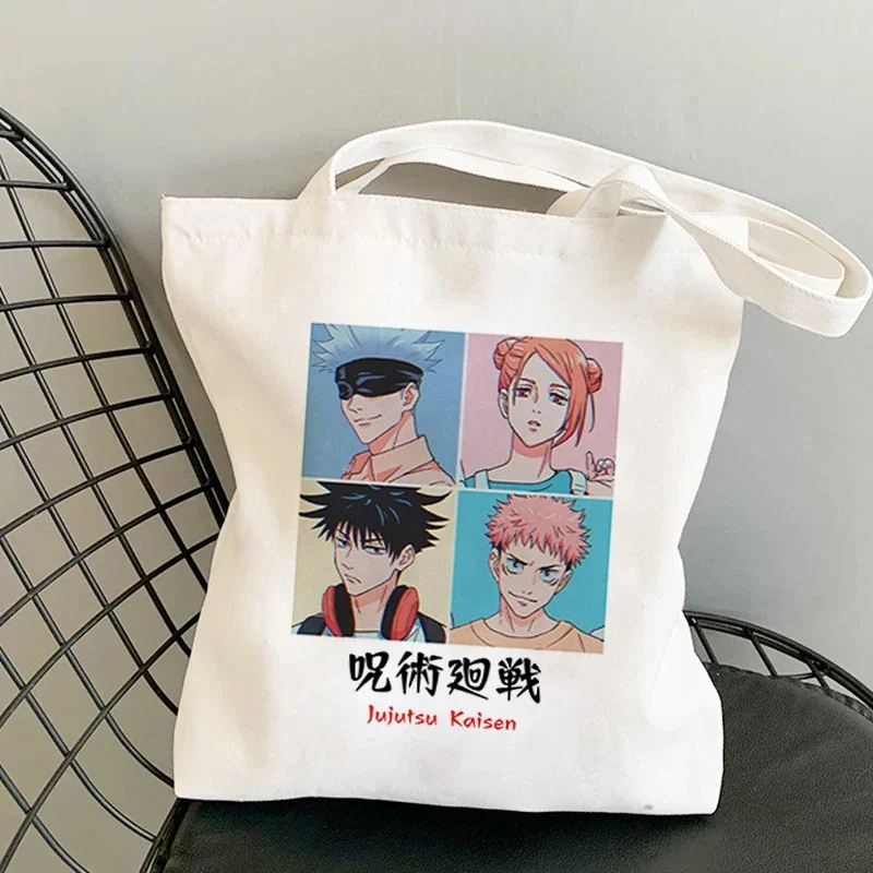 Anime Jujutsu Kaisen Women Bags Harajuku Y2k Shopping Bag Canvas Shopper Bag Reusable Tote Bag Handbags Shoulder Bag Collapsible