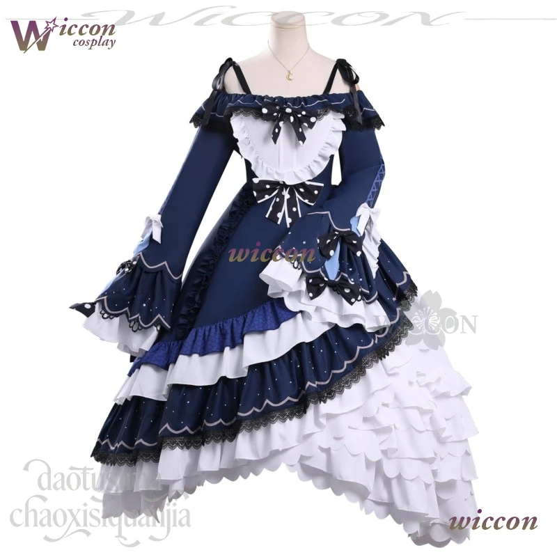 WUHU Anime Magical Girl Witch Trial Cosplay Natsume Anan Costume Kawaii Navy Blue White Cake Dress Goth Lolita Wigs Christmas - view 6