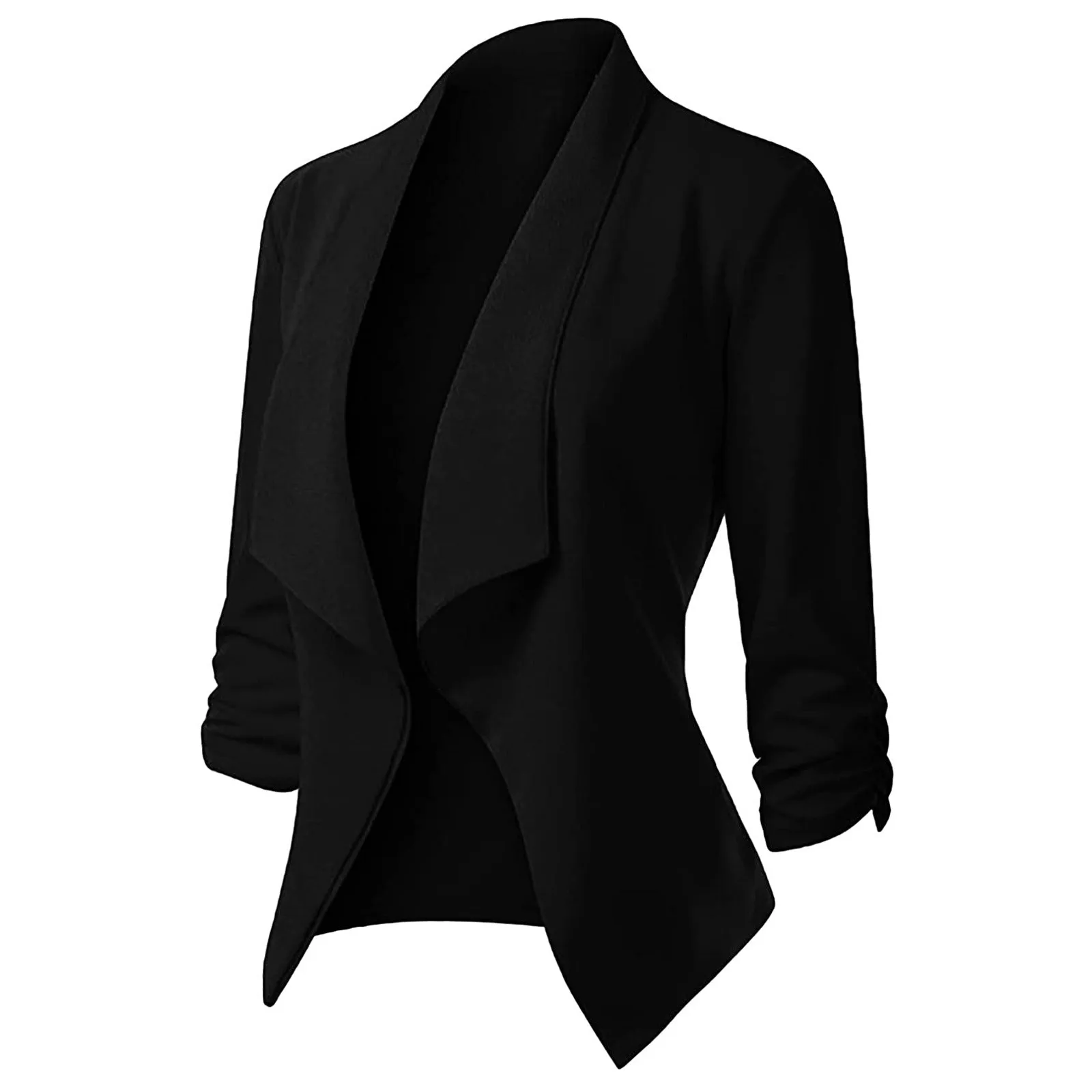 Summer Black Blazers Women 2024 Female Office Lady Nine Quarter Blazer Open Stitch Womens Slim Coats Femme Ladies Notched Tops