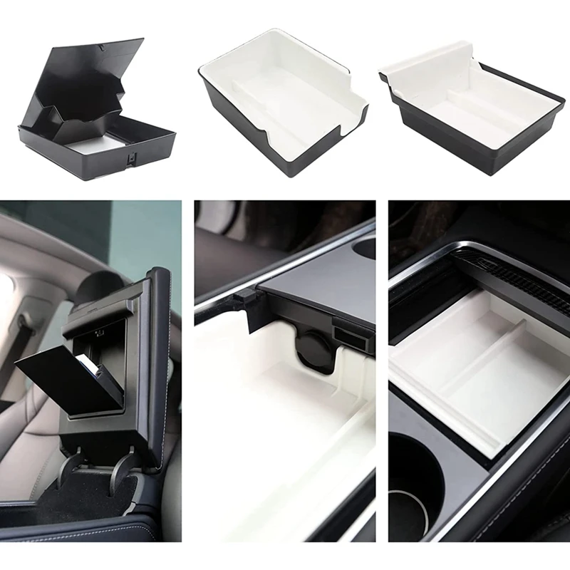 

NEW-Upgraded Center Console Organizer Tray For Tesla Model 3/Y, Armrest Organizer Tray, Armrest Cubby Drawer Storage