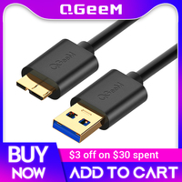 QGEEM 1.5M USB 3.0 Type A to Micro B Cable For External Hard Drive Disk HDD Samsung S5 Note3 USB HDD Data Cable