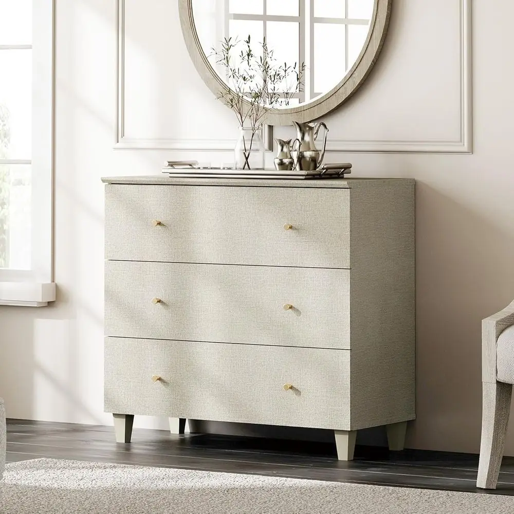 

Тумба-комод с 3 ящиками и органайзером для хранения вещей, широкая, деревянная, бежевая, для гостиной, детской комнаты или яслей