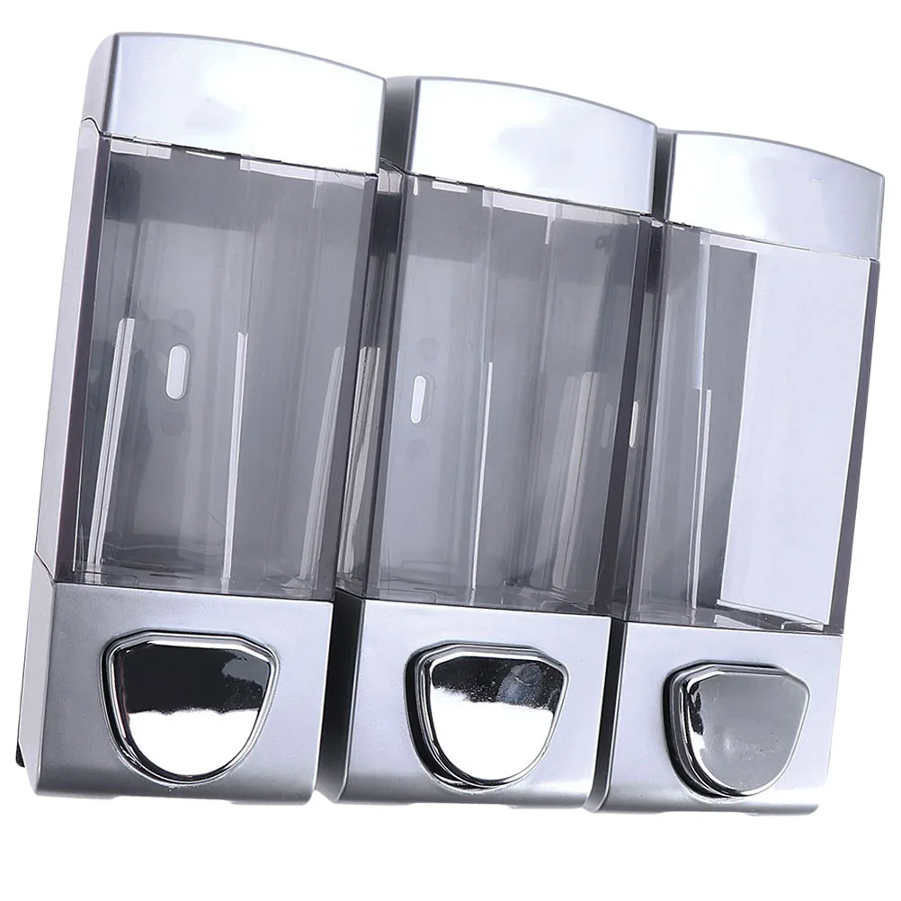 

Wall Mount Soap Dispenser Shampoo Pump 3 Outlet Bathroom Kitchen Body Wash Lotion Container Plastic Bottle Storage