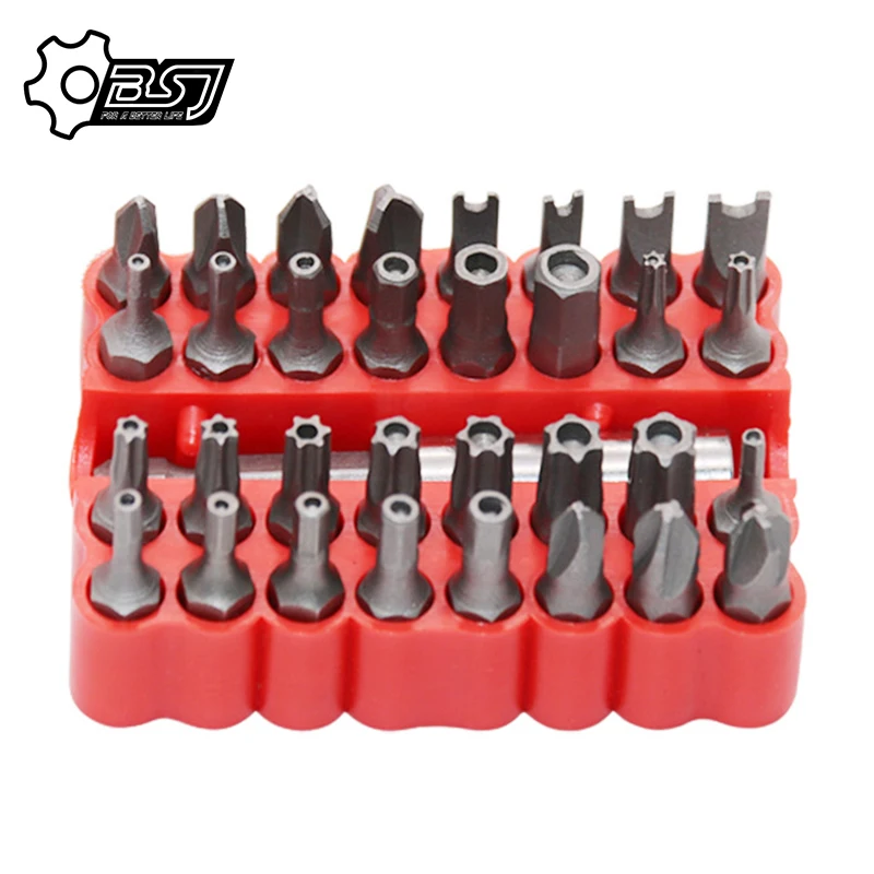 33Pcs Screwdriver Tamper Proof Security Bits Set with Magnetic Extension Bit Holder Torx Hex Star Spanner woodworking