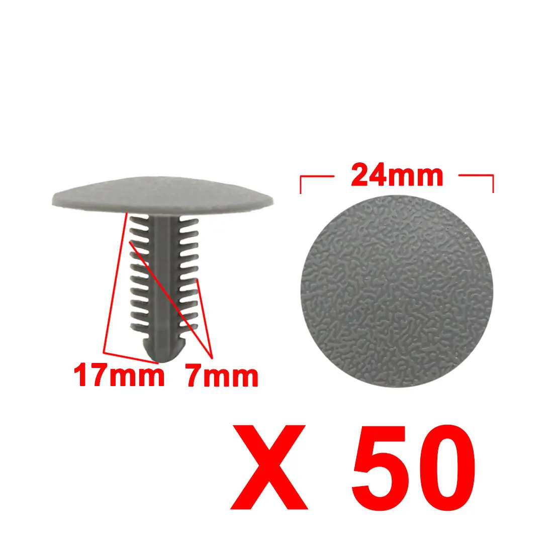 X Autohaux 10/20/30/40/50Pcs 7x17x24mm 7x30x25mm Gray Plastic Splash Guard Moulding Rivet Fastener Retainer Bumper Fender Clips