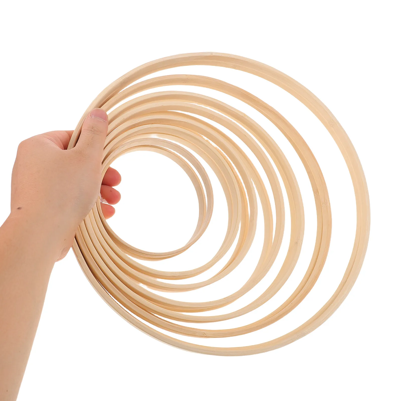 14Pcs Round Dreamcatcher Hoops Bamboo Craft Multiple Sizes Wedding Party Decor Macrame Wall Hanging Floral