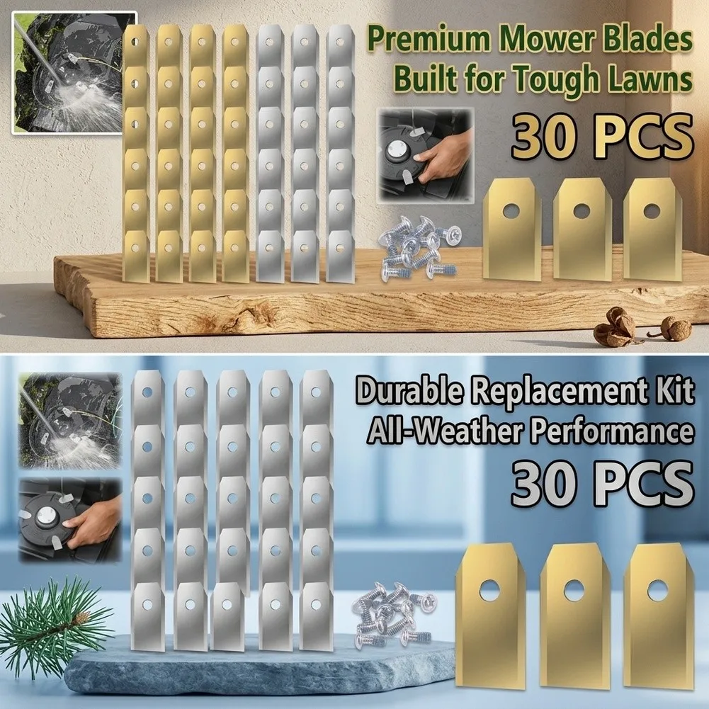 For Premium 30-Pack Replacement For Blades For Segway For Navimow Robotic Mowers Stainless Steel Construction
