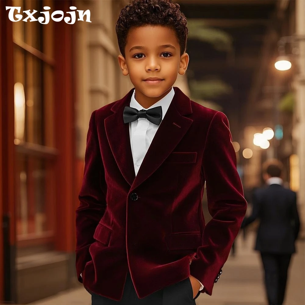 

Txjojn Autumn Velvet Boys Suits 2 Pieces Jacket Pants Piano Performance Outfit Elegant Notched Lapel Kids Suit Set 2-20T