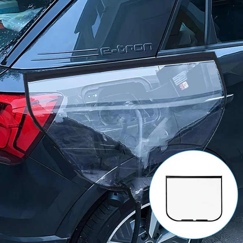 

1-4PCS Car Charging Port Rain Cover EV Charger Plug Cover MagnetTransparentCoverFor Electric Vehicle Waterproof Outdoor Charging