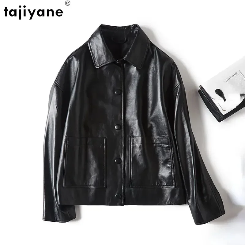 Tajiyane 100% Genuine Sheepskin Leather Jacket for Women 2023 Single-breasted Real Leather Jackets Woman Fashion Leather Coat