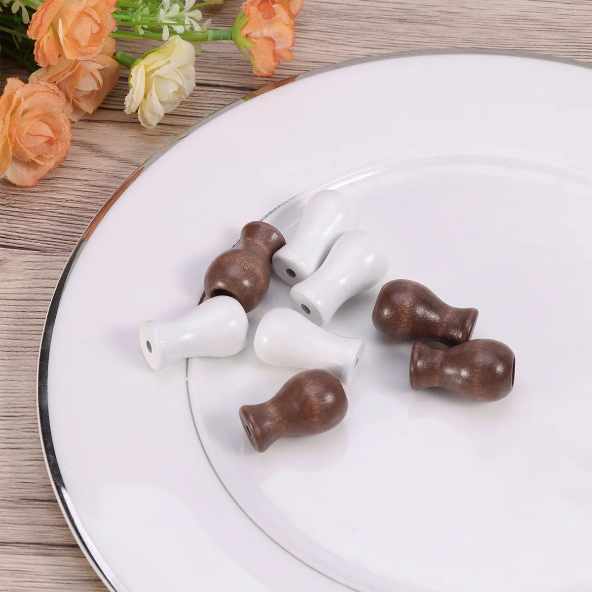 

8pcs Bamboo Blind Accessories Wooden Curtain Hanging Balls For Window Shades Repair Replacement Diy Home Decor Brown White