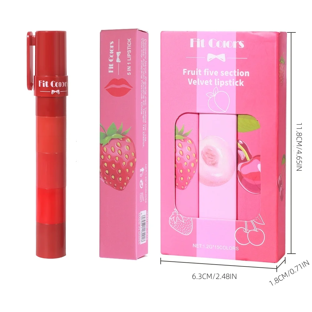 مجموعة أحمر شفاه مخملي غير لامع ، لون يدوم طويلاً ، تطبيق مرطب ناعم ، مرطب شفاه مرطب ، لمسة ناعمة ، 5 في 1