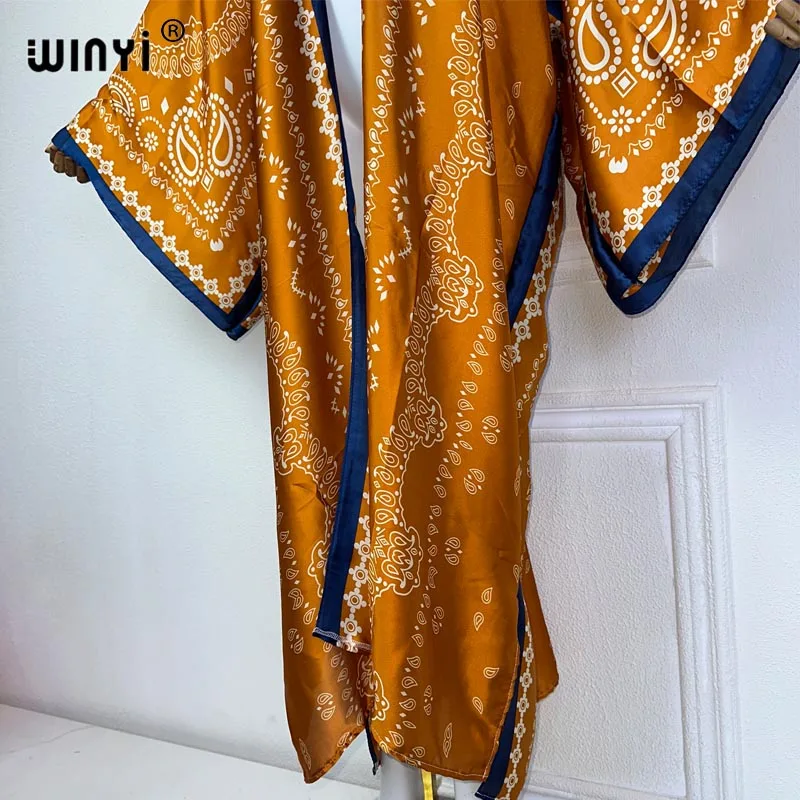 WINYI high quality kimono africa print dress beach wear Elegant Cardigan sexy Holiday beach outfits for women vestidos swimwear