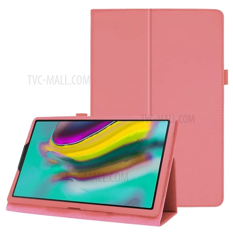 

Litchi Texture Leather Case for Samsung Galaxy Tab A 10.1 (2019) Scratch Resistant Dual-fold Stand Flip Tablet Cover with Strap