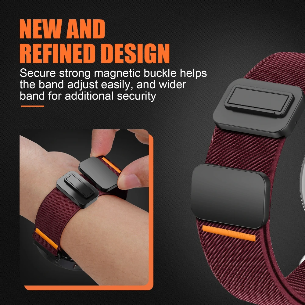 20/22mm Magnetic Nylon Strap for Garmin Venu 4 3 SQ 2 Plus/Active 6 5 Band for Forerunner 70/170/265/570 Bracelet Vivoactive 6 5