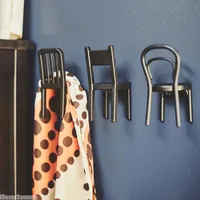 3PCS Storage Hooks Creative Chair Shape Clothes Keychain Bag Holder No Punching Key Storage Wall Hanging Wall Cabinet Door Hooks