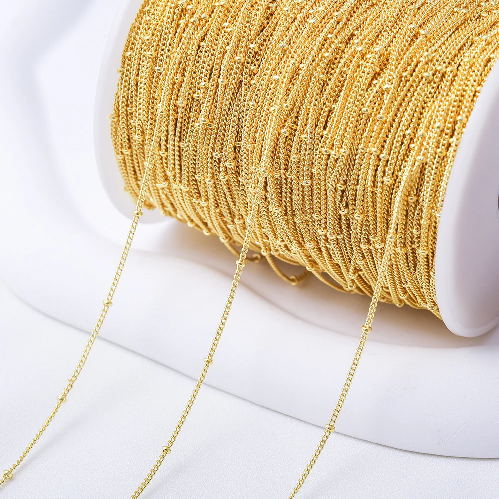 2M Solid Brass Satellite Beaded Chains Cable Link Waist Chain For Diy Man Women Necklace Choker Jewelry Making Hair Accessories